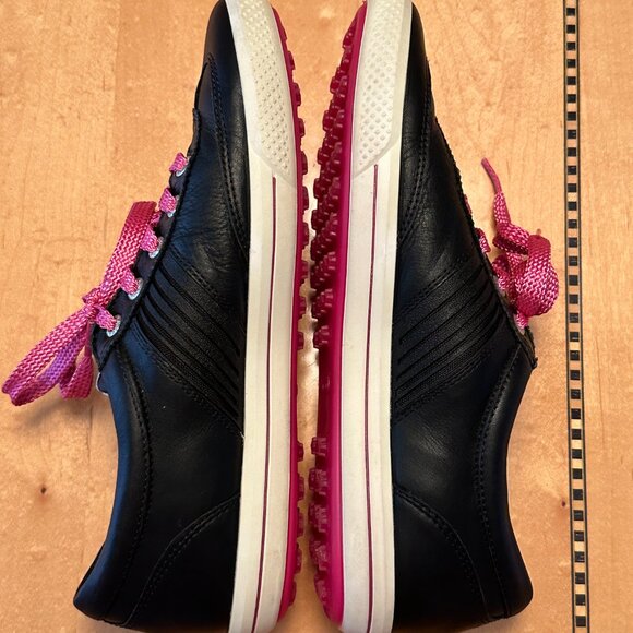 Women's Ecco Size 40 Hydromax Black & Pink Leather spikeless Golf Shoes - Picture 7 of 9